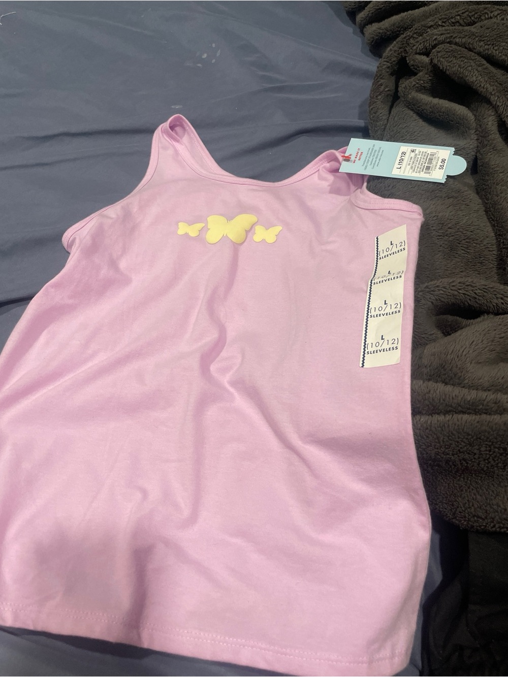 NWT Cat & Jack Girls Butterfly Graphic Tank Top - Light Purple / Lavender (Size